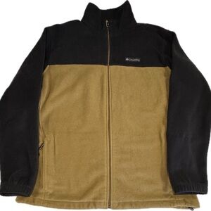 Columbia Fleece Jacket Men’s Large Tall Brown Black Full Zip Outdoor LT